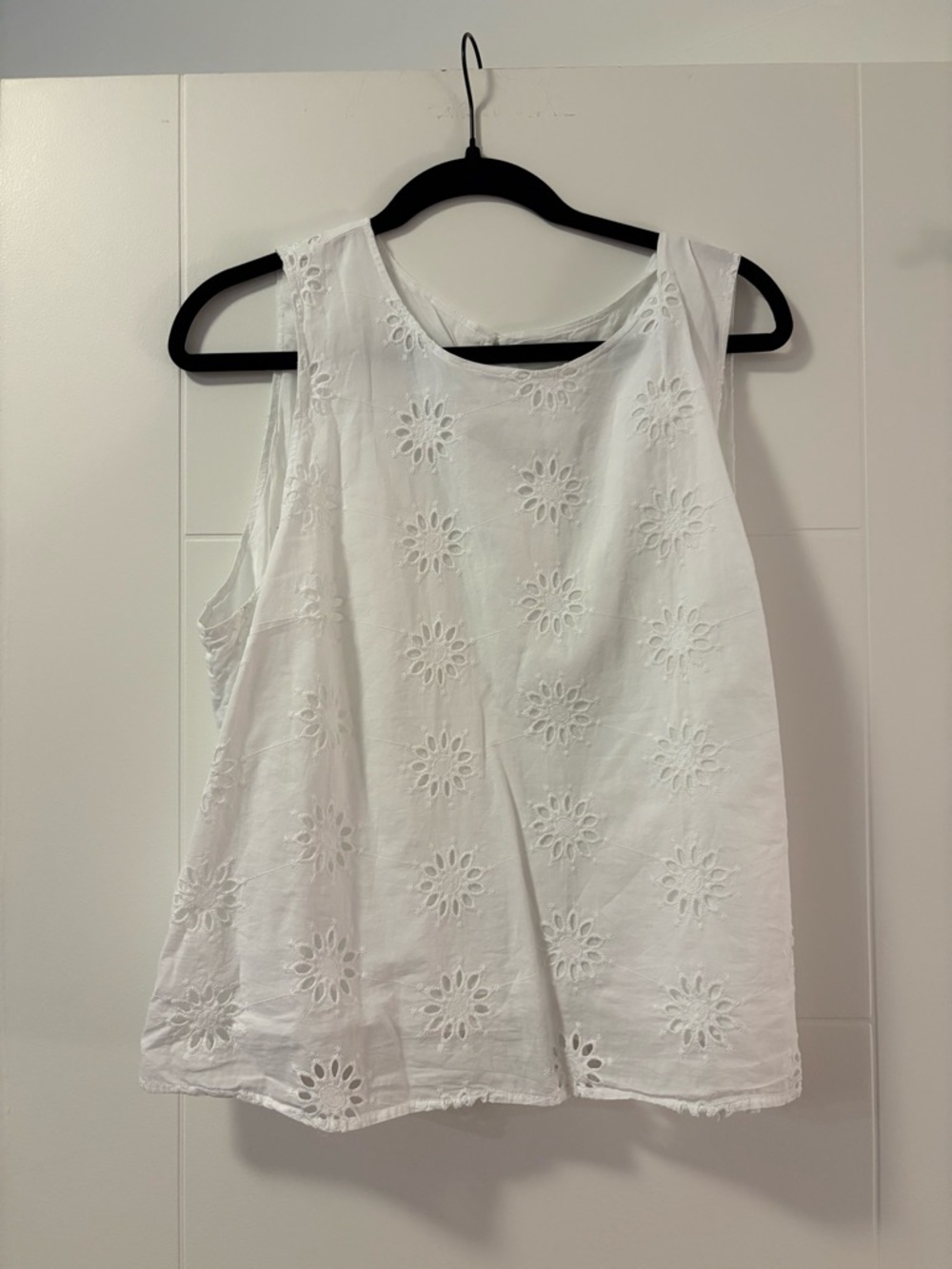 J. Crew White Eyelet Sleeveless Cotton Top